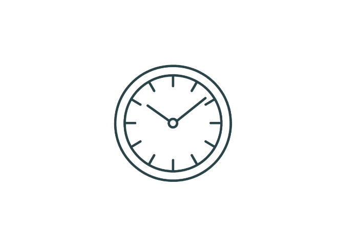 Minimal line icon of a clock.