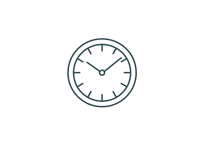 Minimal line icon of a clock.