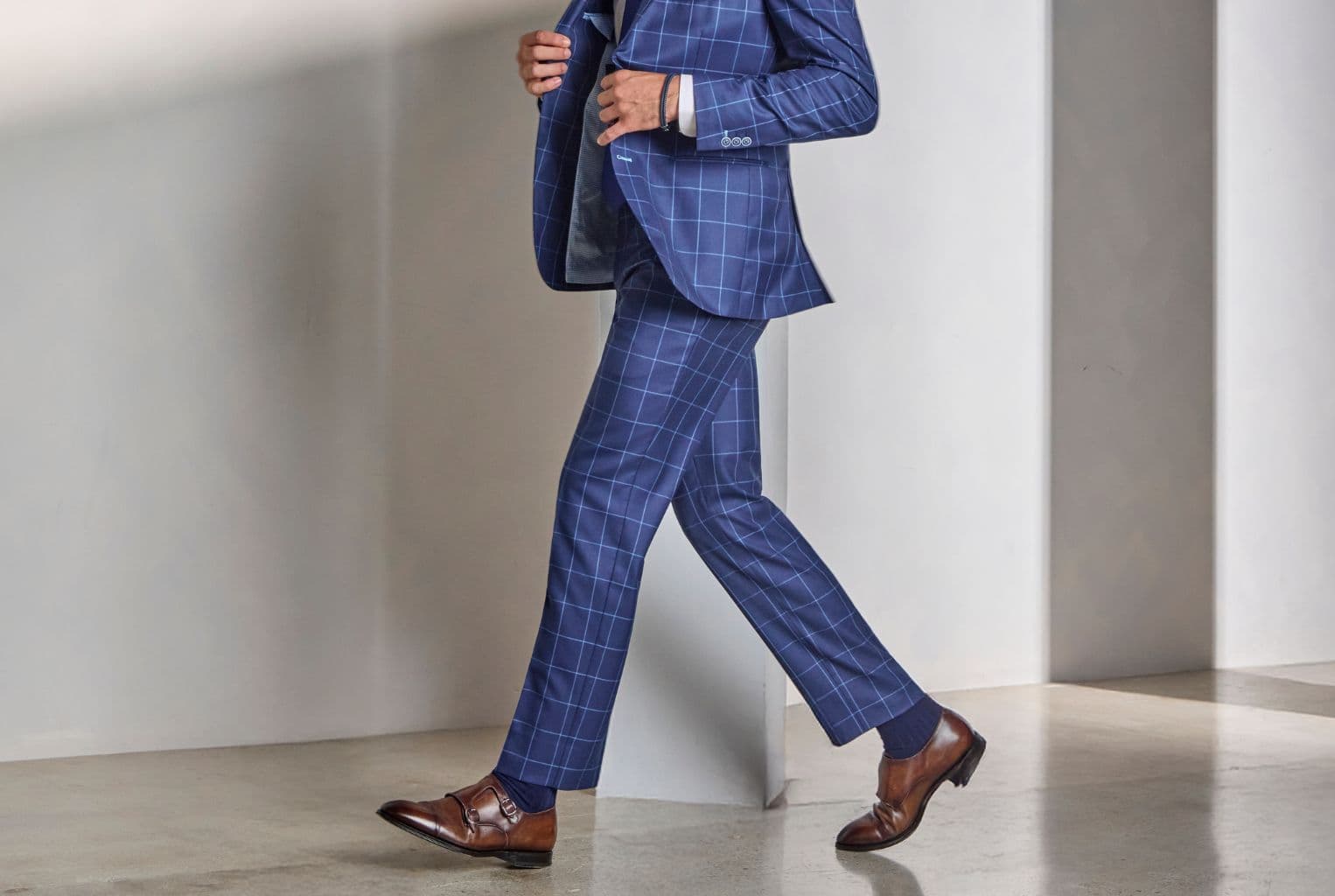 Dress shoes paired with tailored menswear.
