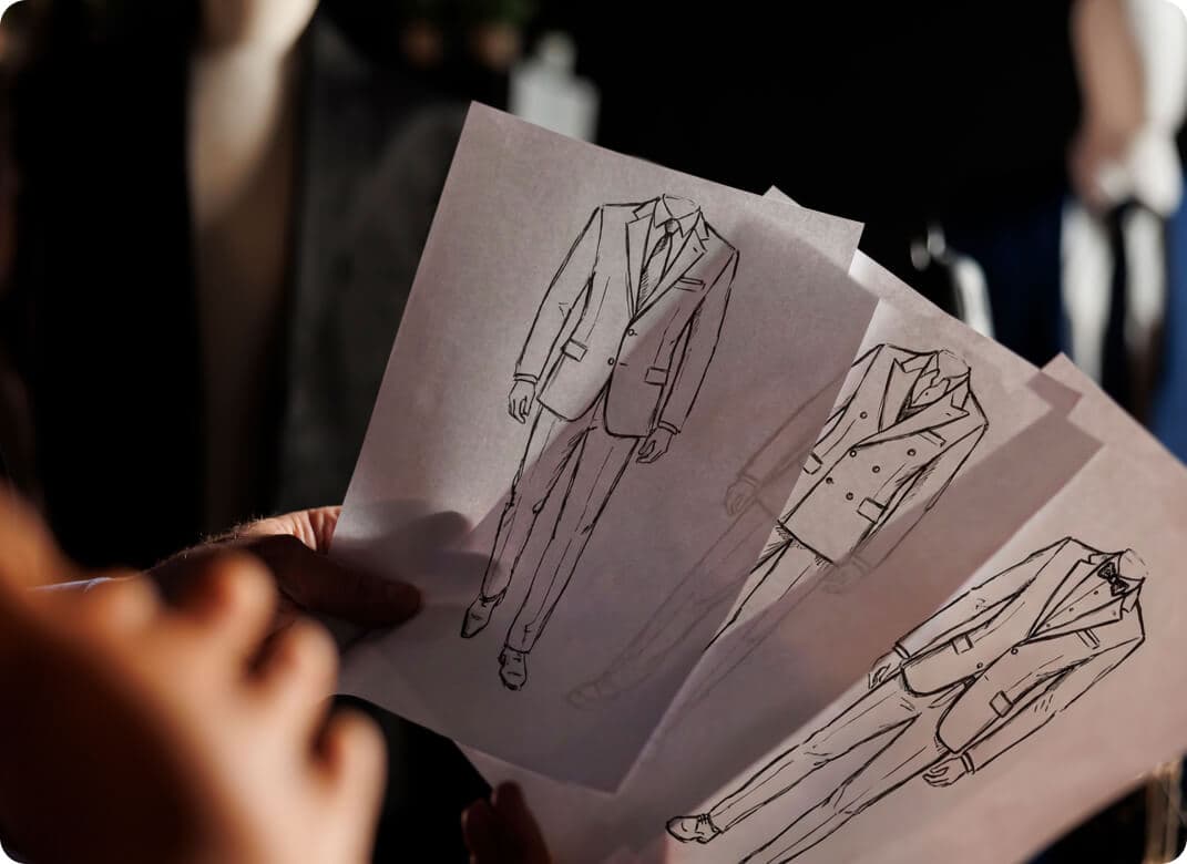 Man holding sketches