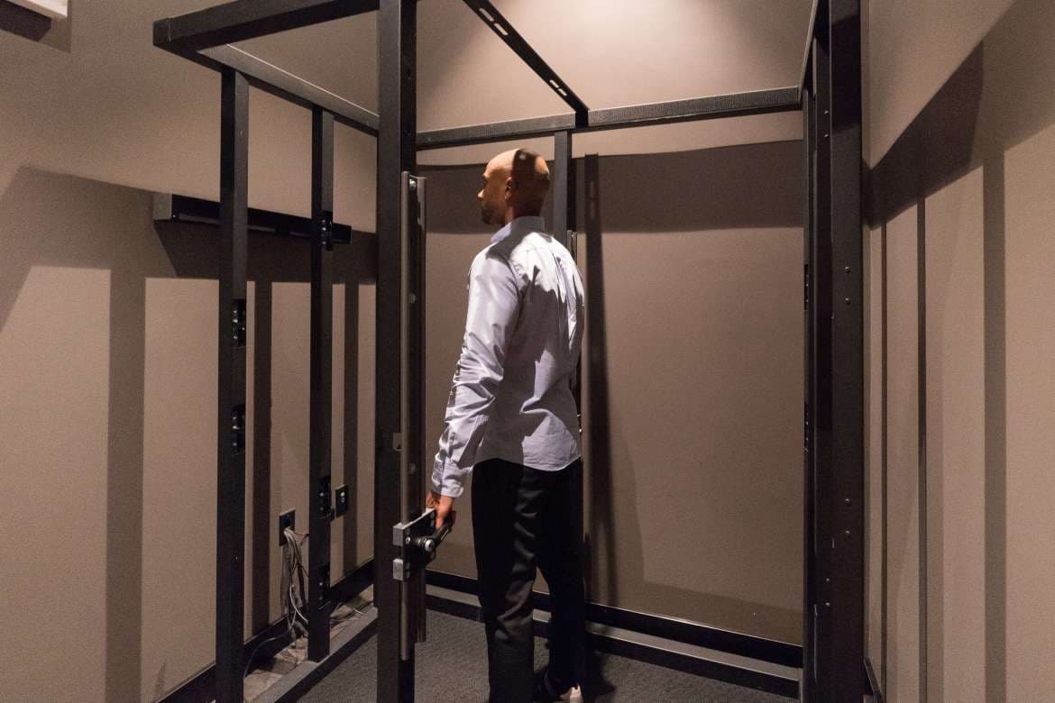 3D body scanner setup for custom suit measurements.